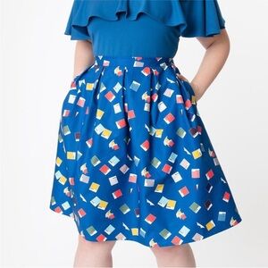 Unique Vintage Blue Multicolored A-Line Skirt Pantone